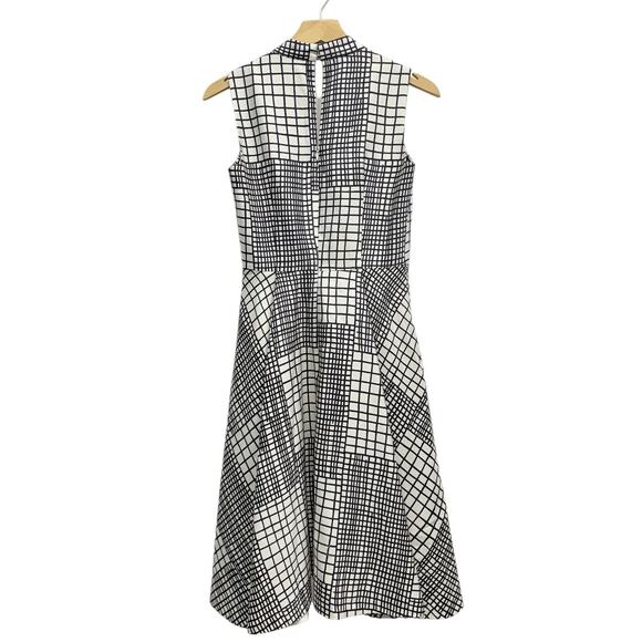 L.K. Bennett Sleeveless Fit & Flare Dress Black White Grid Print size 2 - Picture 6 of 6